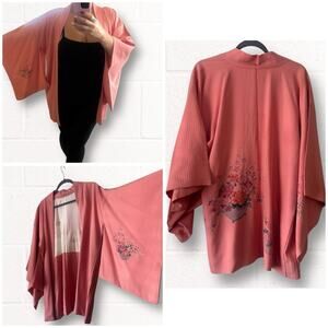 Authentic Japanese kimono, floral print, one size